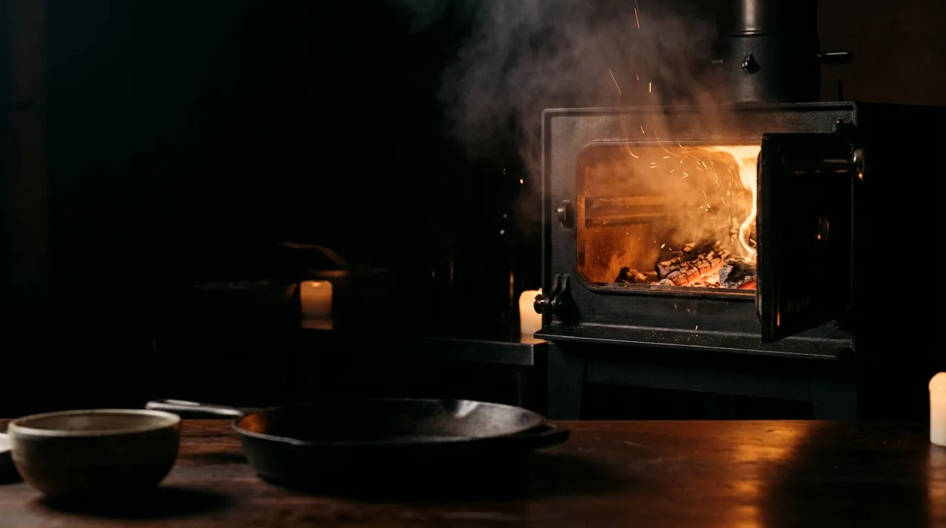 De open deur van de Josper houtskooloven met gloeiende kolen